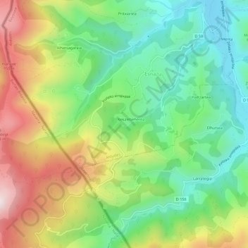 Carte topographique Xekalegaraia, altitude, relief