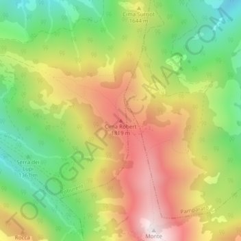 Carte topographique Cima Robert, altitude, relief