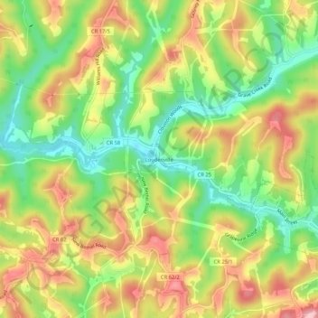 Carte topographique Loudenville, altitude, relief