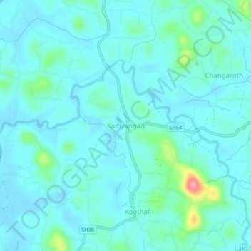 Carte topographique Kadiyangad, altitude, relief