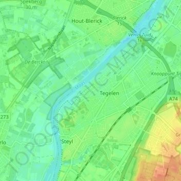 Carte topographique Maasveld I, altitude, relief