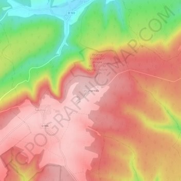 Carte topographique Les Charmes, altitude, relief