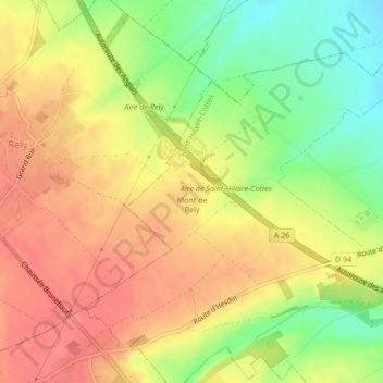 Carte topographique Mont de Rely, altitude, relief