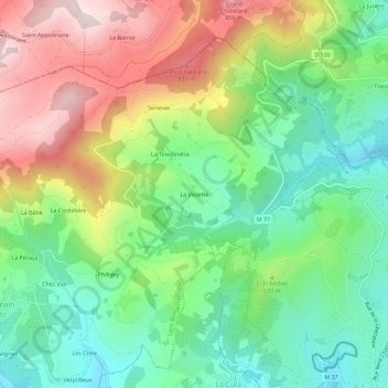 Carte topographique La Violette, altitude, relief