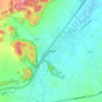 Carte topographique Pak Chong, altitude, relief
