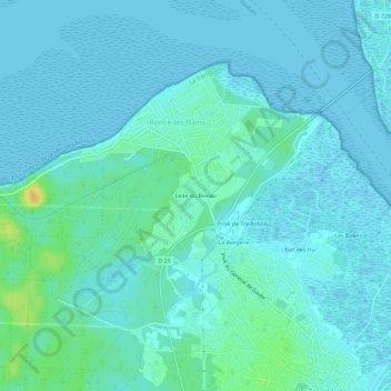 Carte topographique Lede du Riveau, altitude, relief