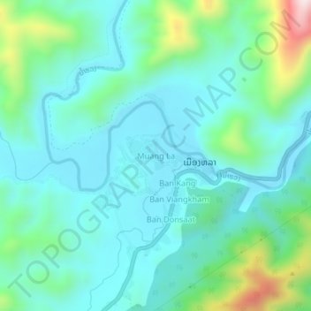 Carte topographique Muang La, altitude, relief