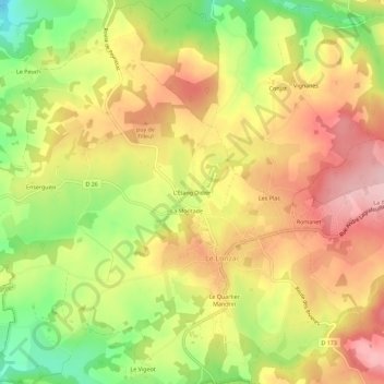 Carte topographique L'Étang Didier, altitude, relief