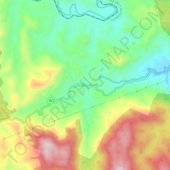 Carte topographique Anevoka, altitude, relief