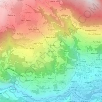 Carte topographique Rumiod, altitude, relief