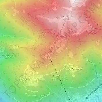 Carte topographique Cardada, altitude, relief