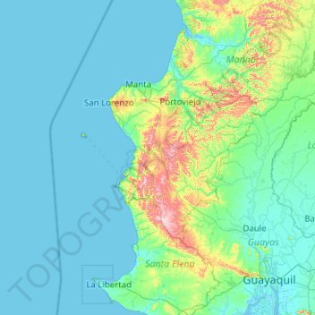 Carte topographique Cerros de Paján, altitude, relief
