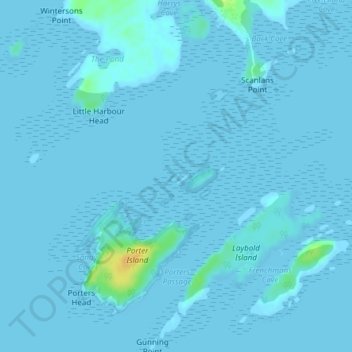Carte topographique Step Island, altitude, relief