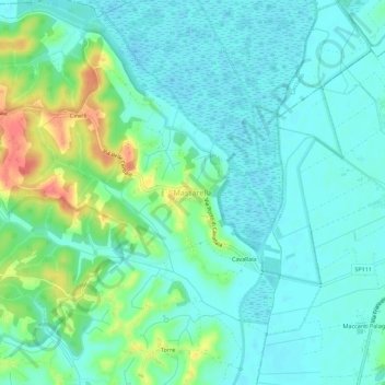 Carte topographique Massarella, altitude, relief