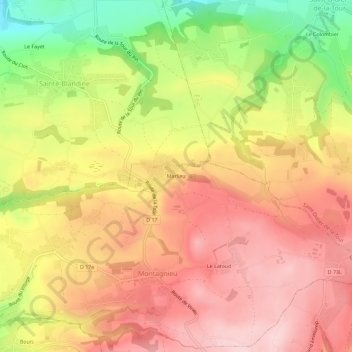 Carte topographique Marlieu, altitude, relief