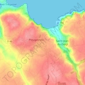 Carte topographique Poulbraou, altitude, relief