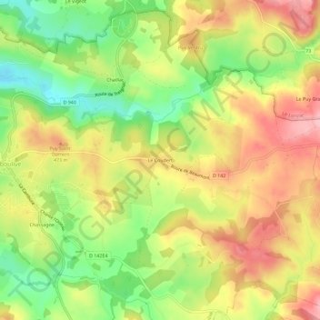 Carte topographique Le Coudert, altitude, relief