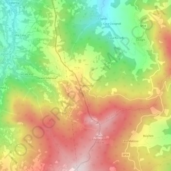 Carte topographique Praticchia, altitude, relief