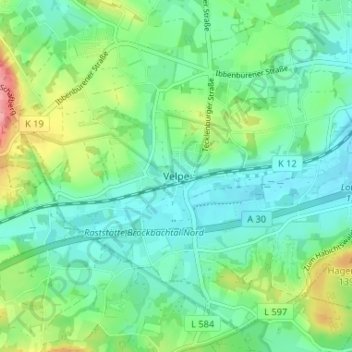 Carte topographique Velpe, altitude, relief