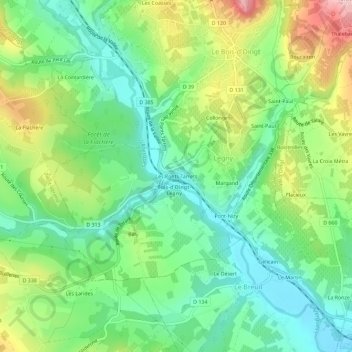 Carte topographique Les Ponts Tarrets, altitude, relief
