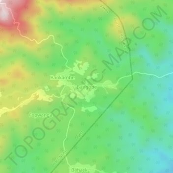 Carte topographique Bangope, altitude, relief