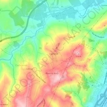 Carte topographique Loja Nova, altitude, relief