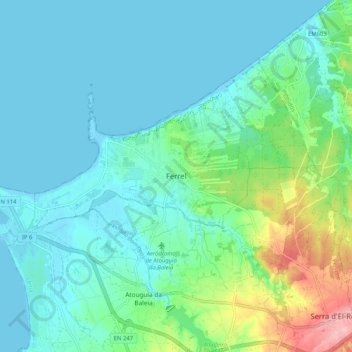 Carte topographique Ferrel, altitude, relief