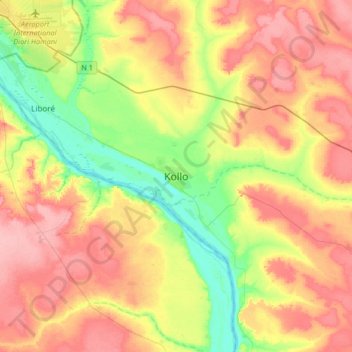Carte topographique Kollo, altitude, relief