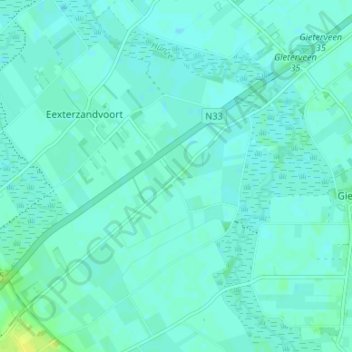 Carte topographique Gieterzandvoort, altitude, relief