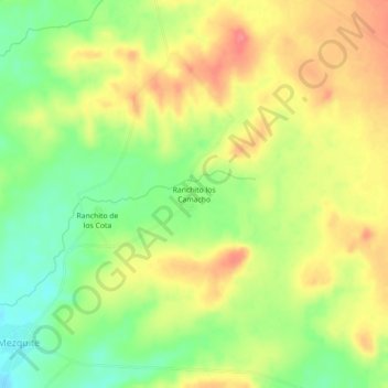 Carte topographique Ranchito los Camacho, altitude, relief