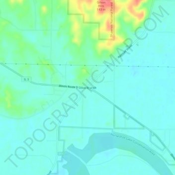 Carte topographique Olive Branch, altitude, relief