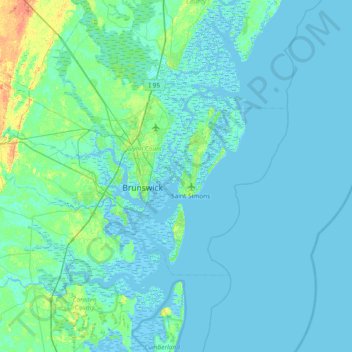 Carte topographique Lanier Island, altitude, relief