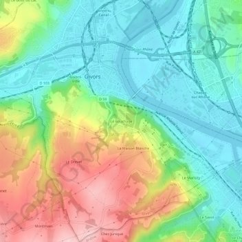 Carte topographique Le Bouchage, altitude, relief