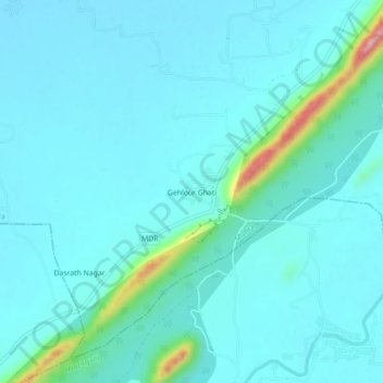 Carte topographique Gehlour Ghati, altitude, relief