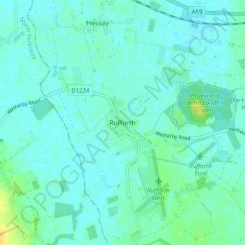 Carte topographique Rufforth, altitude, relief