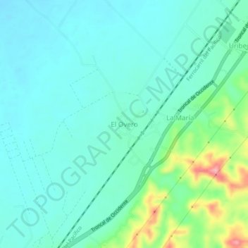 Carte topographique El Overo, altitude, relief