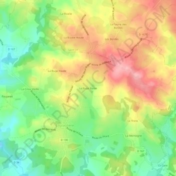 Carte topographique La Buge Basse, altitude, relief