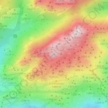 Carte topographique Peña del Yelmo, altitude, relief