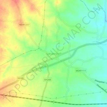 Carte topographique Natrampalli, altitude, relief