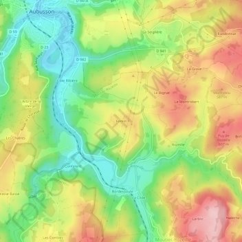 Carte topographique Forest, altitude, relief