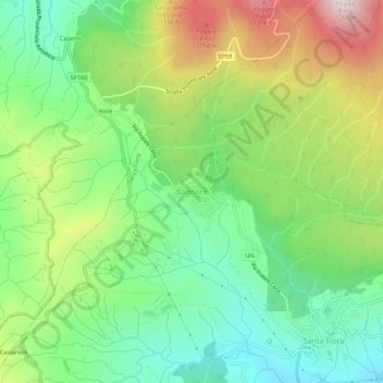 Carte topographique Bagnore, altitude, relief