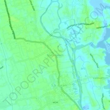 Carte topographique Mathilakam, altitude, relief
