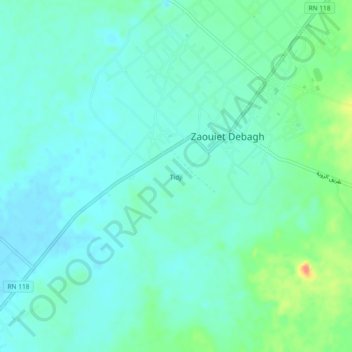 Carte topographique Tidji, altitude, relief