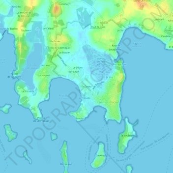 Carte topographique Er Groez, altitude, relief