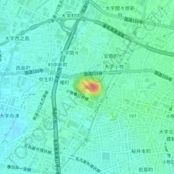 Carte topographique Mount Komaki, altitude, relief