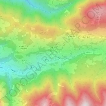 Carte topographique San Pietro, altitude, relief