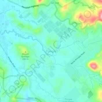 Carte topographique Pinugay, altitude, relief