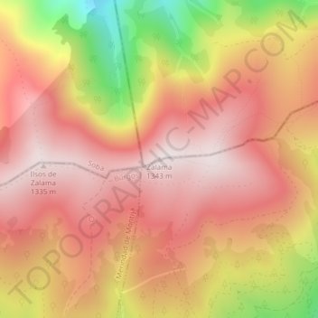 Carte topographique Zalama, altitude, relief