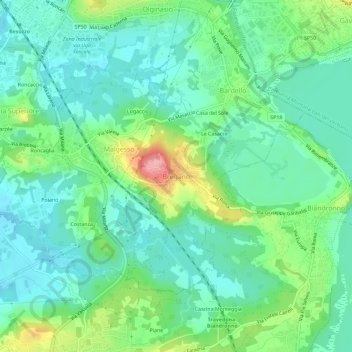 Carte topographique Bregano, altitude, relief