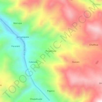 Carte topographique Puruchuco, altitude, relief